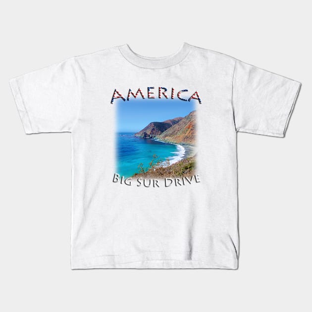 America - Big Sur Drive Kids T-Shirt by TouristMerch